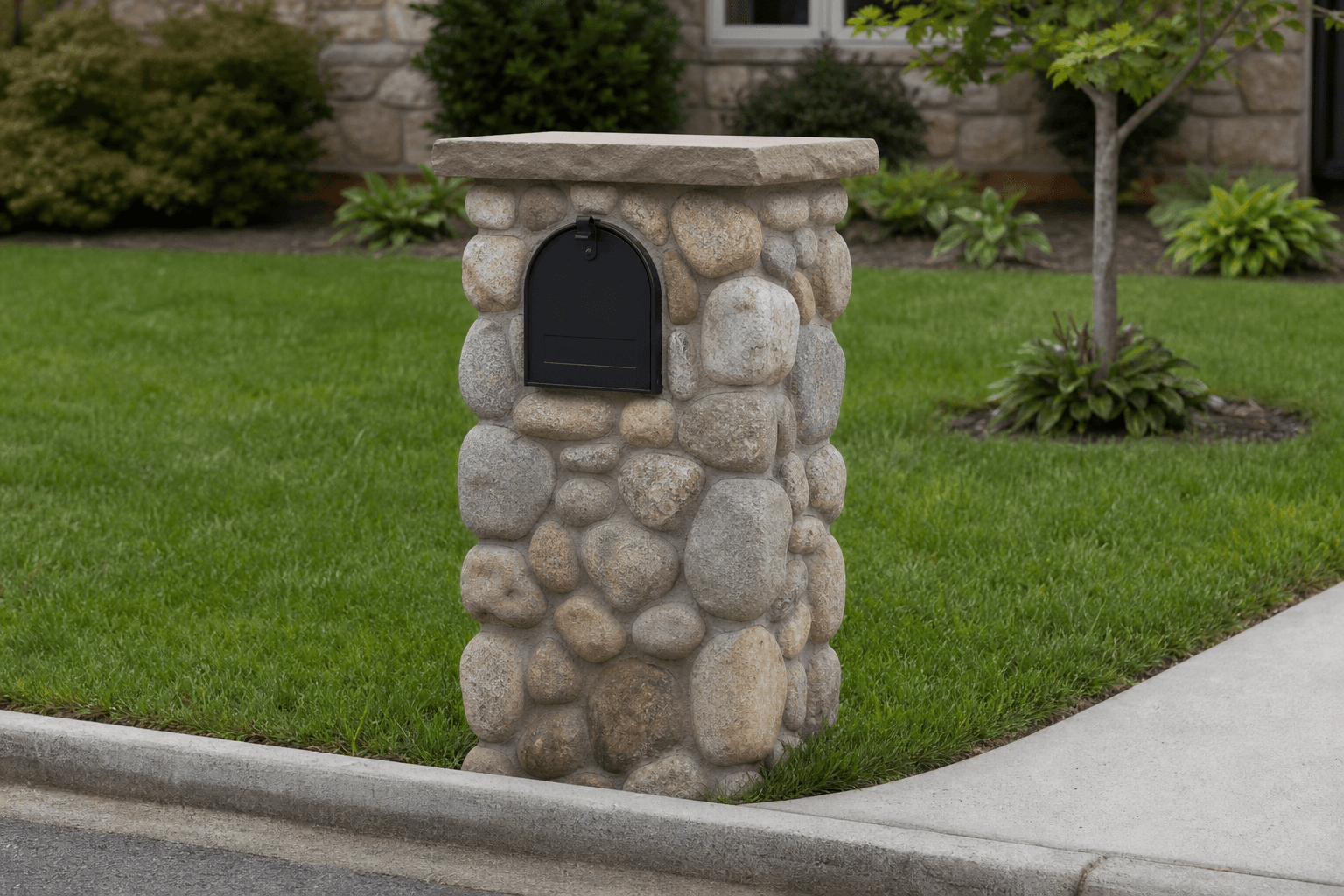 Design prototype — Tennessee river rock stone mailbox